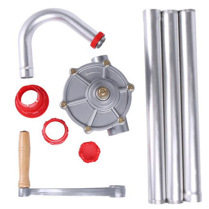 Set of metal components including a faucet, valve, and pipes on a white background