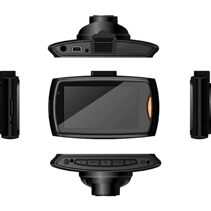 Car dashboard camera with multiple lenses on a white background