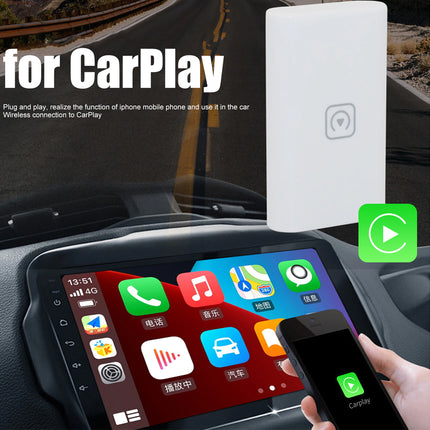 CarPlay device with smartphone and car interior background