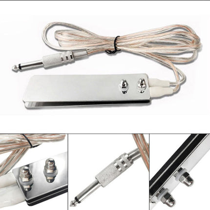 Electroacoustic transducer with cable and connectors on a white background