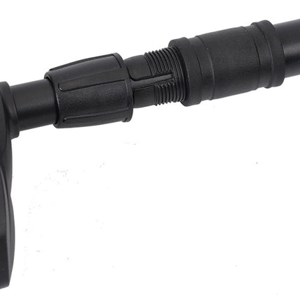 Close-up of a black and red squeegee on a white background