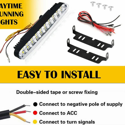 Car LED Daytime Running Light Bar Fog DRL light + Turn Signal