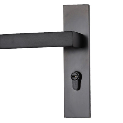 Black door handle on a white background