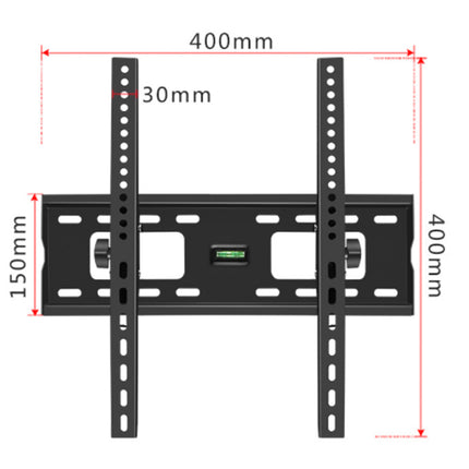 Dimensions of a TV wall mount on a white background