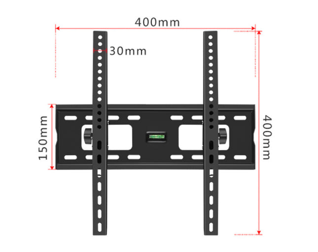 Dimensions of a TV wall mount on a white background