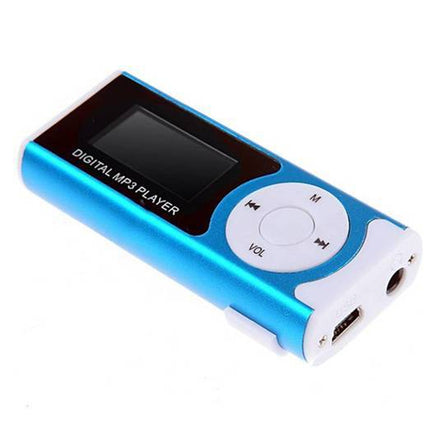 Blue digital MP3 player on a white background