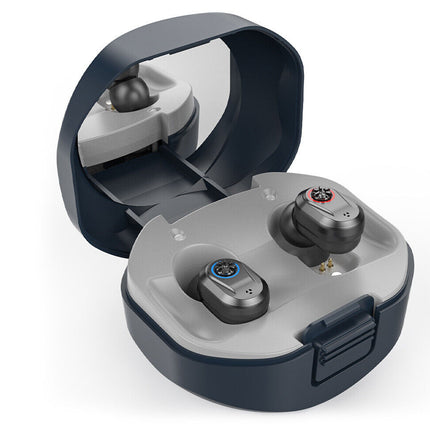 True wireless earbuds in a charging case on a white background