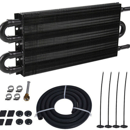 Oil cooler with accessories on a white background