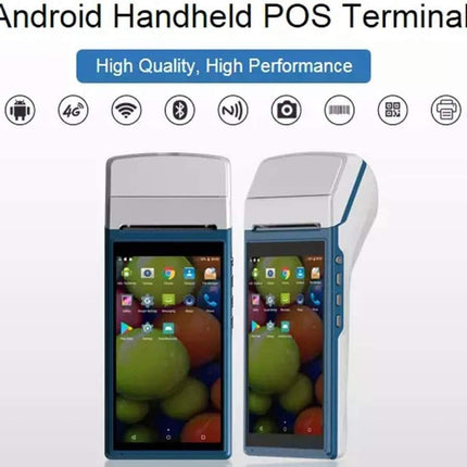 Android Handheld POS Terminal with smartphone and tablet design on a white background