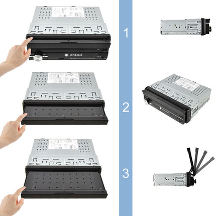 Step-by-step guide on how to install a computer component with hands and parts displayed.