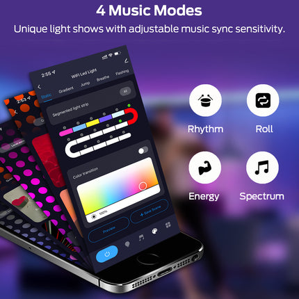 Smart RGB LED Wall Lights WiFi App Voice Control 6 Pack | Modular Gaming Ambient Lighting Compatible with Alexa Google Siri Music Sync