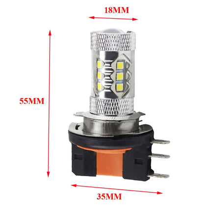 LED light bulb with dimensions marked on a white background
