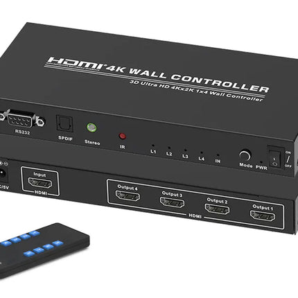 HDMI 4K wall controller with remote on a white background