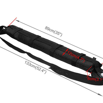Black belt with measurements on a white background