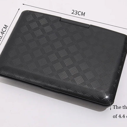 Black textured rectangular object with dimensions labeled on a white background
