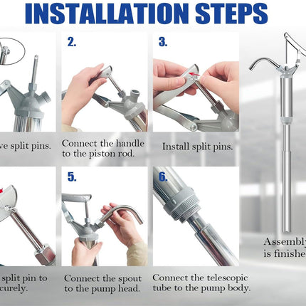 Step-by-step guide on assembling a faucet with text labels.