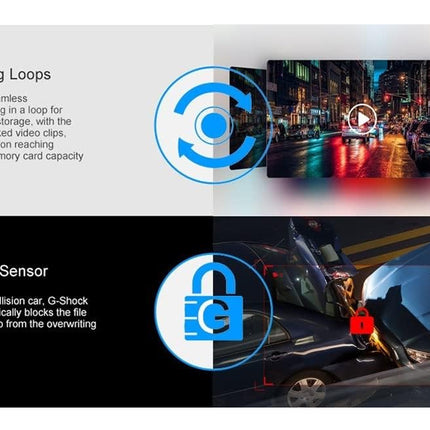 G-SHOCK sensor technology illustration with car accident scene and video recording features.