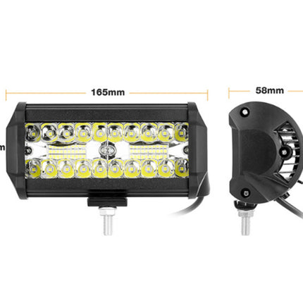 LED work light with dimensions on a white background