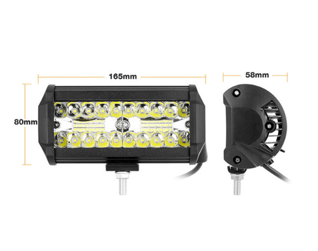 LED work light with dimensions on a white background