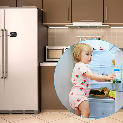 Child reaching into a refrigerator in a kitchen setting