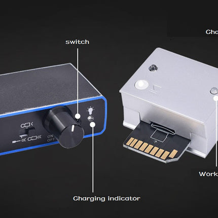 Electronic device with labeled parts on a black background