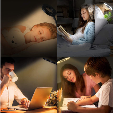 Collage of people using a night light in various settings.