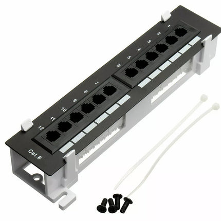 12 Port Cat6 Ethernet Patch Panel RJ45 Keystone Jack Network