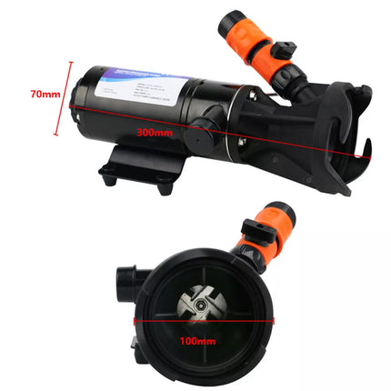 Pump with measurements on a white background