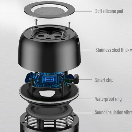 Bluetooth Speaker Water Bottle 500ml Stainless Steel Vacuum Insulated Thermal Flask 24 Hour Hot Cold Bottle with Wireless Speaker Black