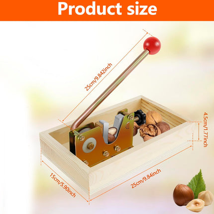 Measurement chart showing a mechanical device with dimensions and nuts on a light background