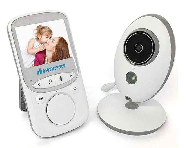 Baby monitor with digital display and camera on a white background