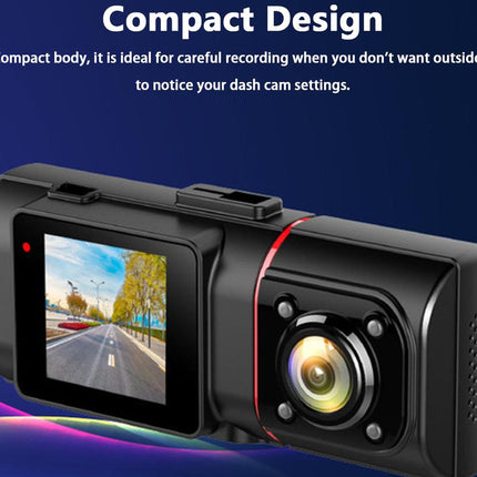 Car dashboard camera with a compact design on a blue background
