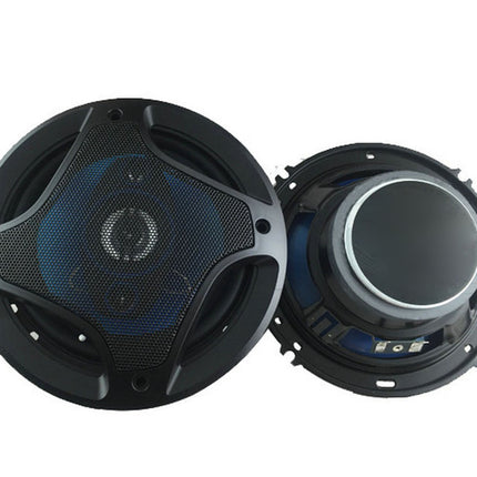 Two car speakers on a white background