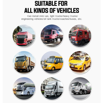 Promotional graphic for vehicle installation services with images of various trucks.