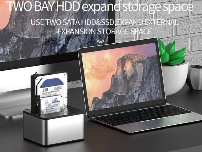 Dual Bay SSD HDD Docking Station USB 3.0 Offline Cloner Backup