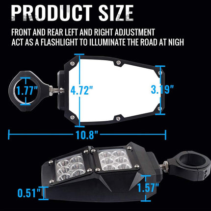 Measurement chart of a light bar with dimensions on a black background