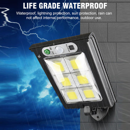 Outdoor flood light with lightning protection feature on a dark background