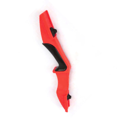 Red bow with black nocks on a white background