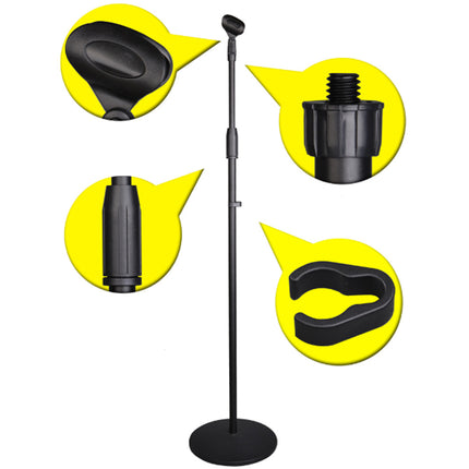 Black stand with various attachments on a white background