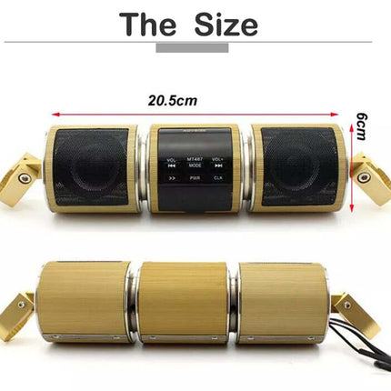 A three-speaker portable speaker shown with dimension labels reading 20.5cm length and 6cm height on a white background, with the text 'The Size' above.