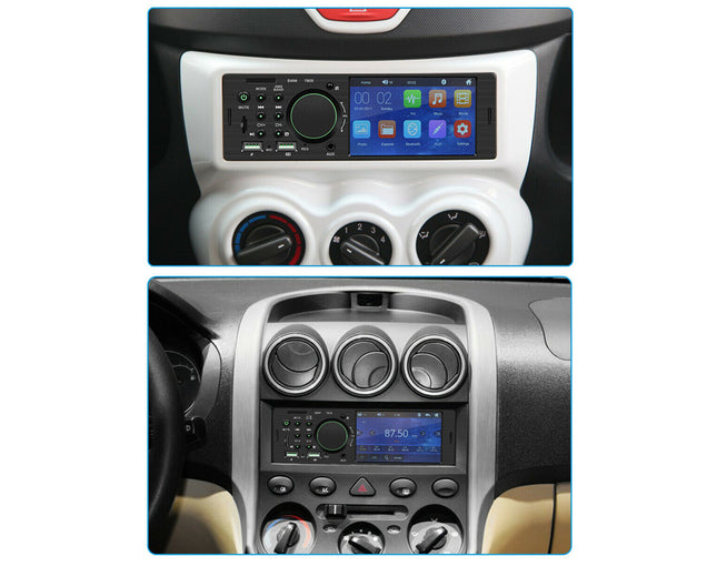 Close-up of a car's dashboard with digital display and control buttons.