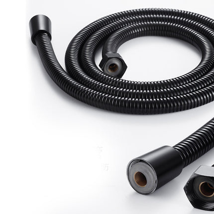 Black flexible hose on a white background