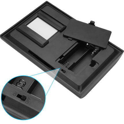 Black electronic device with a close-up detail on a white background