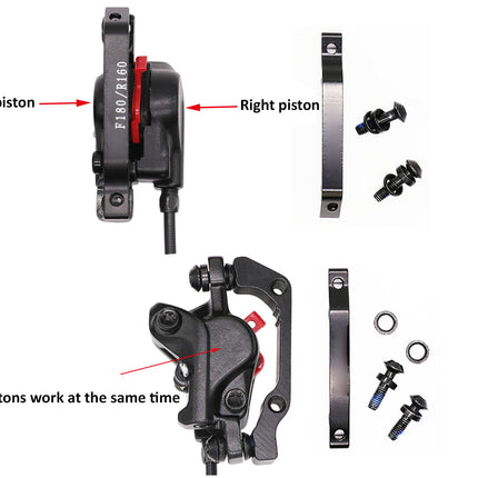 Brake caliper assembly with labeled parts on a white background