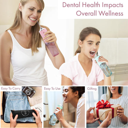 Collage of a woman using dental care products with text about dental health impacts overall wellness.