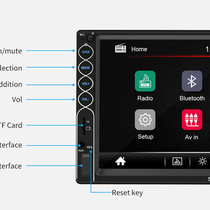 Car multimedia system with interface controls and display on a white background