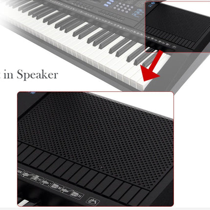 Digital keyboard with built-in speaker highlighted on a white background