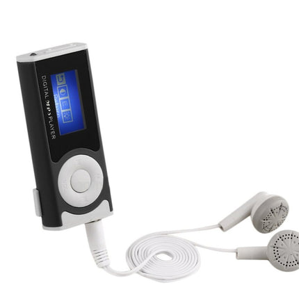Digital MP3 player with earphones on a white background