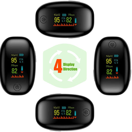 Four black digital devices with colorful displays on a white background