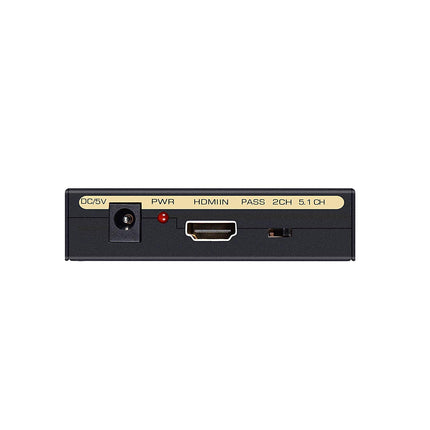 Black electronic device with labeled ports on a white background
